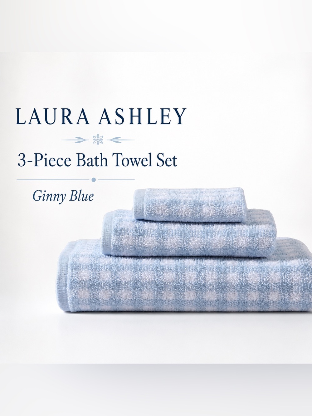 Laura Ashley - Bath Towels, Absorbent & Fade Resistant Cotton Ginny Blue,3-Piece